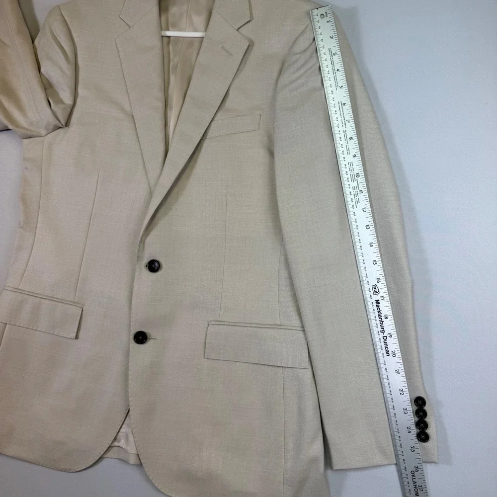 J.Crew Ludlow Suit Mens 40R 34W Beige Wool Silk Linen Vitale Barberis Canonico